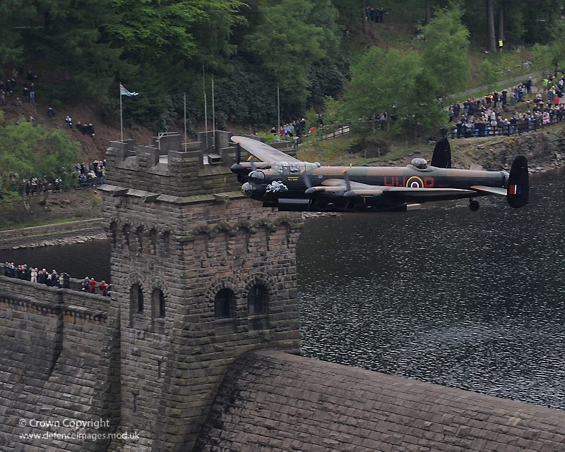 Lancaster plane over Derwent Dam